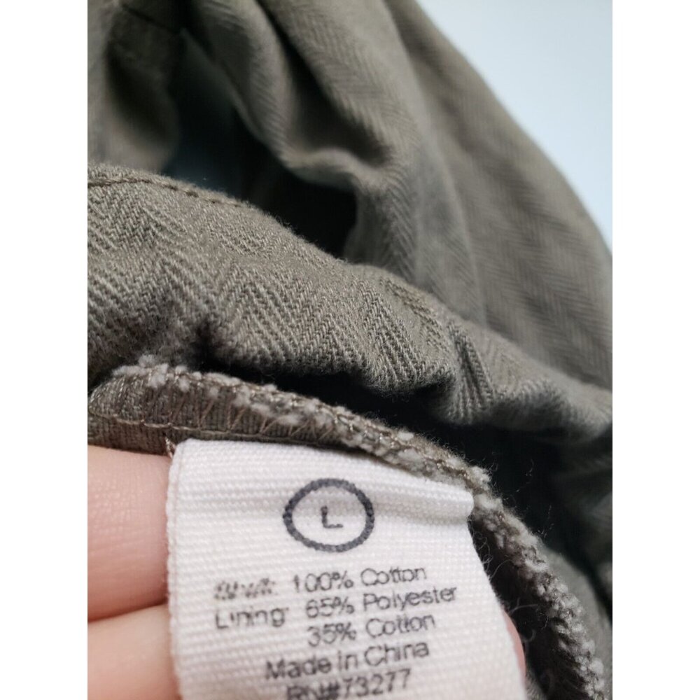 Hang Ten Womens L Utility Jacket Olive Green Roll Sleeve Snap Front Drawstring - Picture 6 of 6